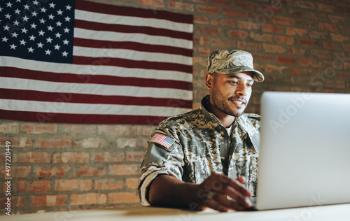 Soldier video calling his family from the military base photo