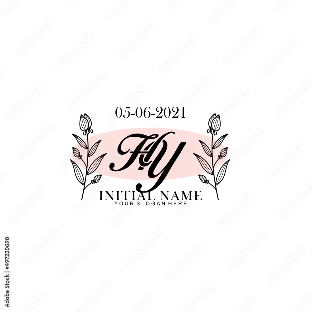 HY Initial letter handwriting and signature logo. Beauty vector initial logo .Fashion  boutique  floral and botanical