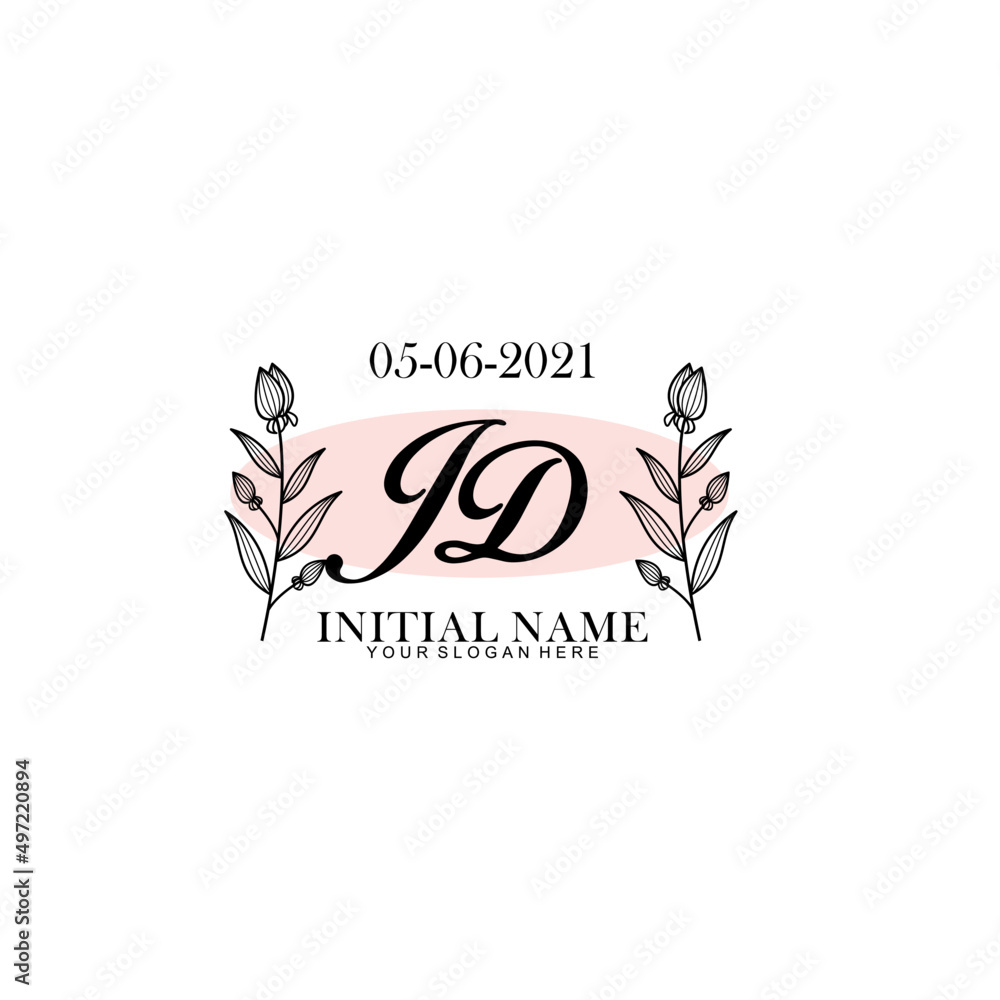 JD Initial letter handwriting and signature logo. Beauty vector initial logo .Fashion  boutique  floral and botanical