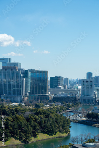 Tokyo city center with skyscraper office buildings in Otemachi  Tokyo  Marunouchi  Hibiya  Kasumigaseki