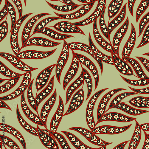 Paisley Floral oriental ethnic Pattern. Seamless Vector Ornament. Ornamental motifs of the Indian fabric patterns.