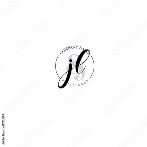 JL Initial letter handwriting and signature logo. Beauty vector initial logo .Fashion  boutique  floral and botanical © Rensi