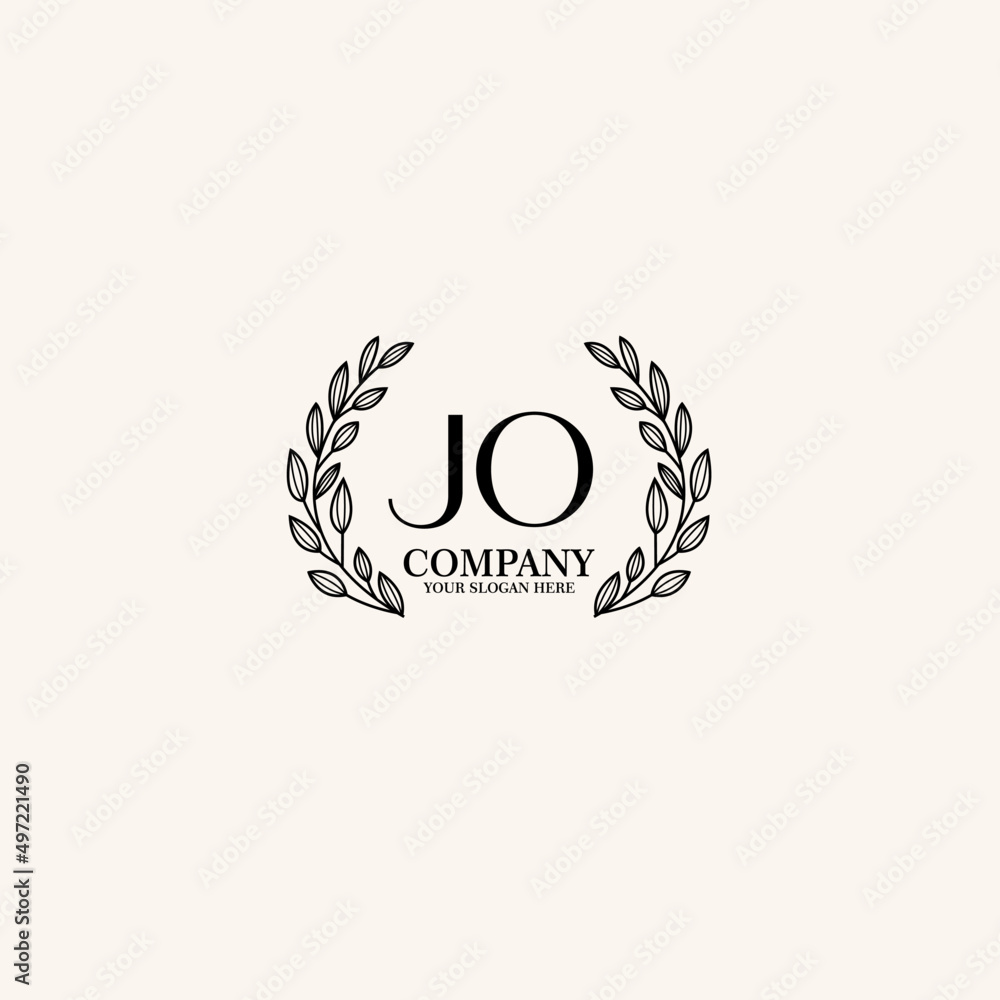 Obraz premium JO Beauty vector initial logo art handwriting logo of initial signature, wedding, fashion, jewelry, boutique, floral