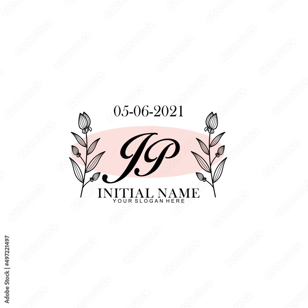 JP Initial letter handwriting and signature logo. Beauty vector initial logo .Fashion  boutique  floral and botanical