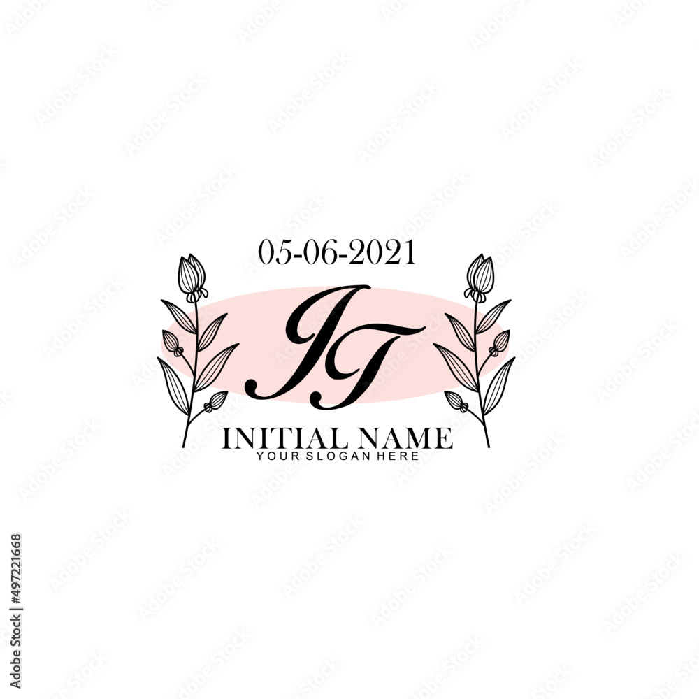 JT Initial letter handwriting and signature logo. Beauty vector initial logo .Fashion  boutique  floral and botanical