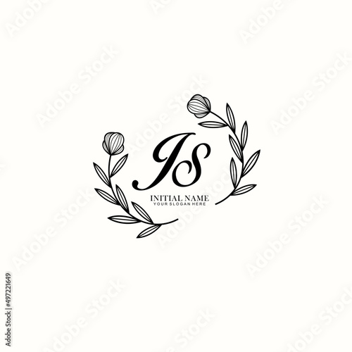 JS Initial letter handwriting and signature logo. Beauty vector initial logo .Fashion  boutique  floral and botanical