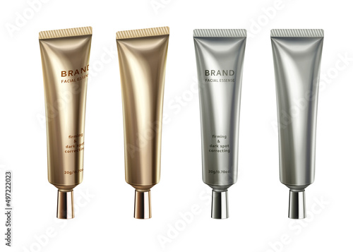 3d gold and silver cosmetic tubes