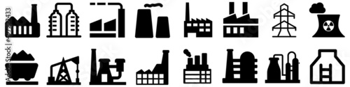 Wallpaper Mural Industrial factories vector icons set