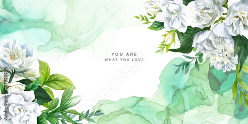 Lush white floral background, hand drawn vector