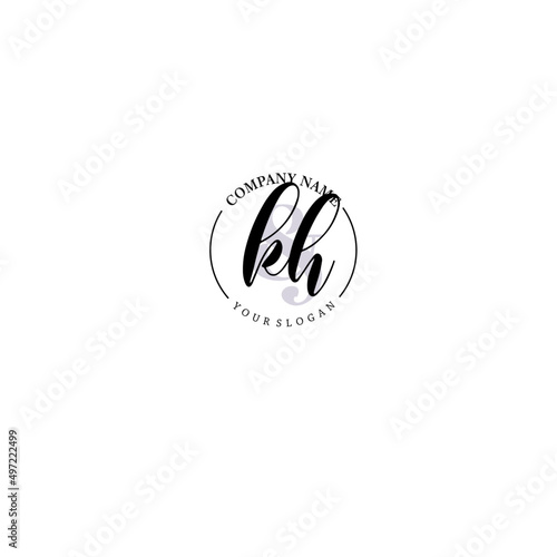 KH Initial letter handwriting and signature logo. Beauty vector initial logo .Fashion  boutique  floral and botanical