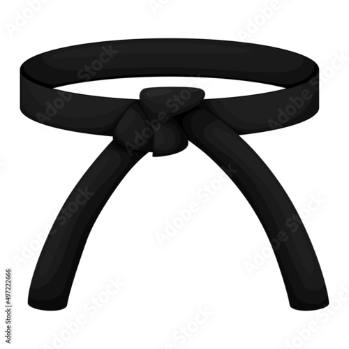 Karate belt black color isolated on white background. Icon of Japanese martial