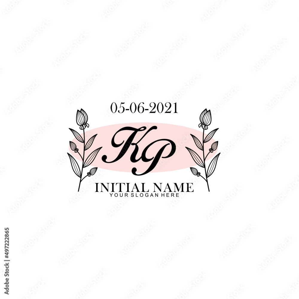 KP Initial letter handwriting and signature logo. Beauty vector initial logo .Fashion boutique floral and botanical KP Initial letter handwriting and signature logo. Beauty vector initial logo .Fashion boutique floral and botanical