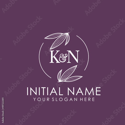 KN Beauty vector initial logo art  handwriting logo of initial signature, wedding, fashion, jewelry, boutique, floral