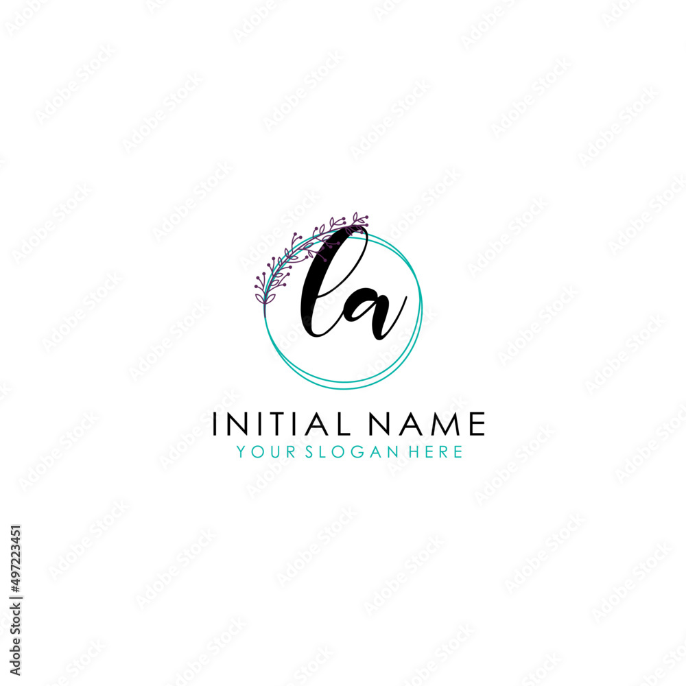 LA Initial letter handwriting and signature logo. Beauty vector initial logo .Fashion boutique floral and botanical LA Initial letter handwriting and signature logo. Beauty vector initial logo .Fashion boutique floral and botanical
