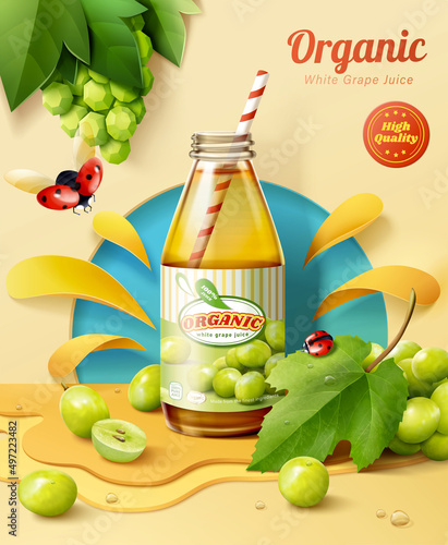 3d creative white grape juice ad