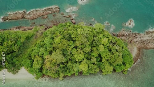 aero view from the green island in the sea of Thailand. High quality FullHD footage photo