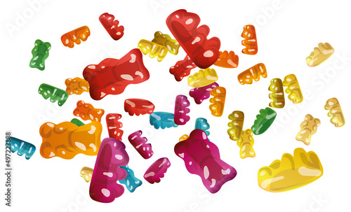 Gummy Bear Candy isolated on white. Jelly Bear vector illustration.
