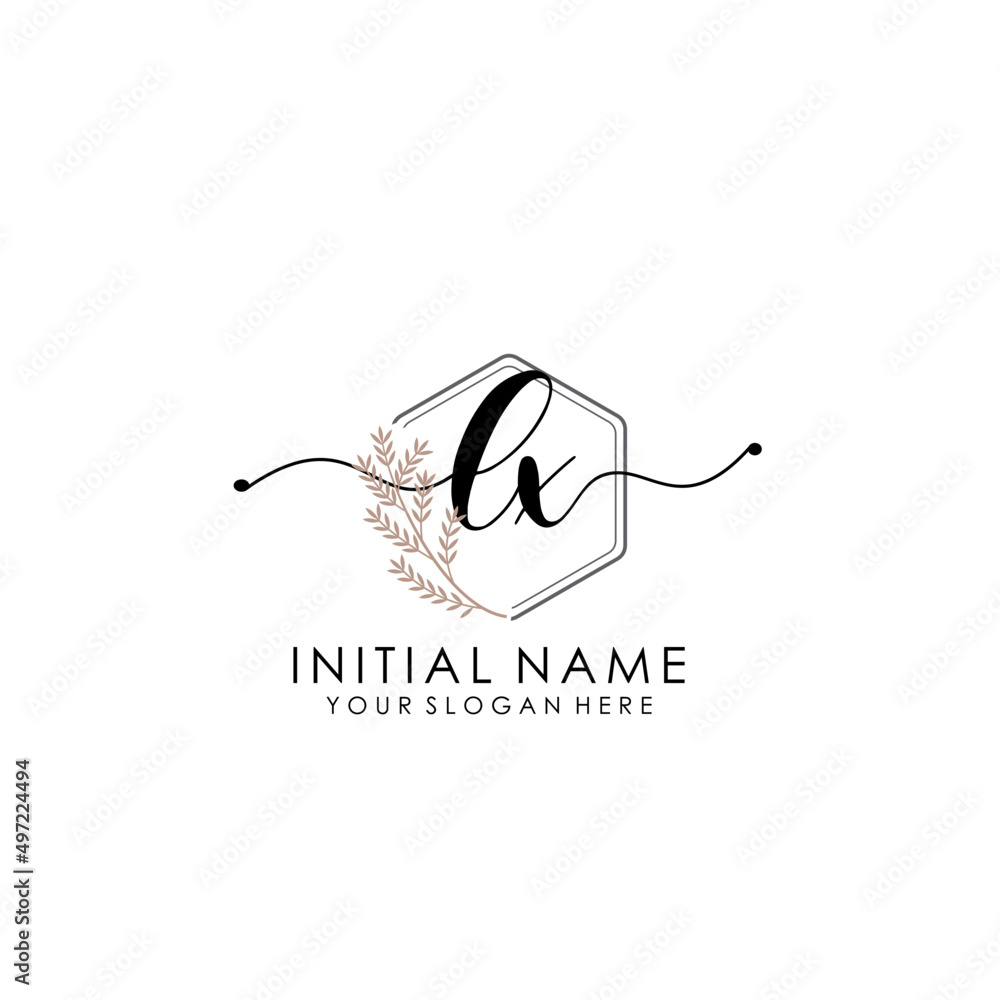 LX Luxury initial handwriting logo with flower template, logo for beauty, fashion, wedding, photography LX Luxury initial handwriting logo with flower template, logo for beauty, fashion, wedding, photography
