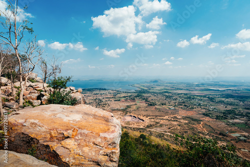 beautiful blue sky high peak mountains guiding for backpacker camping at
Khok Salung Railway Bridge, Phu Sap Lek, Khao Phraya Doenthong Viewpoint, Lopburi, Thailand. photo