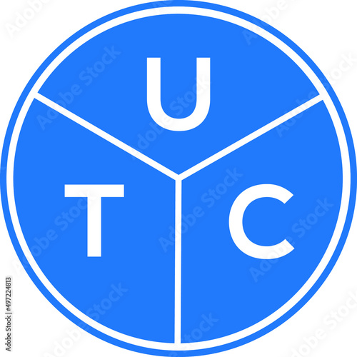 UTC letter logo design on white background. UTC  creative circle letter logo concept. UTC letter design. photo