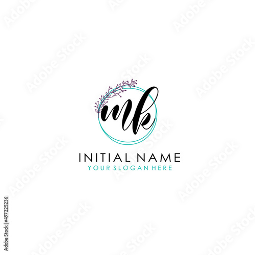 MK Initial letter handwriting and signature logo. Beauty vector initial logo .Fashion  boutique  floral and botanical