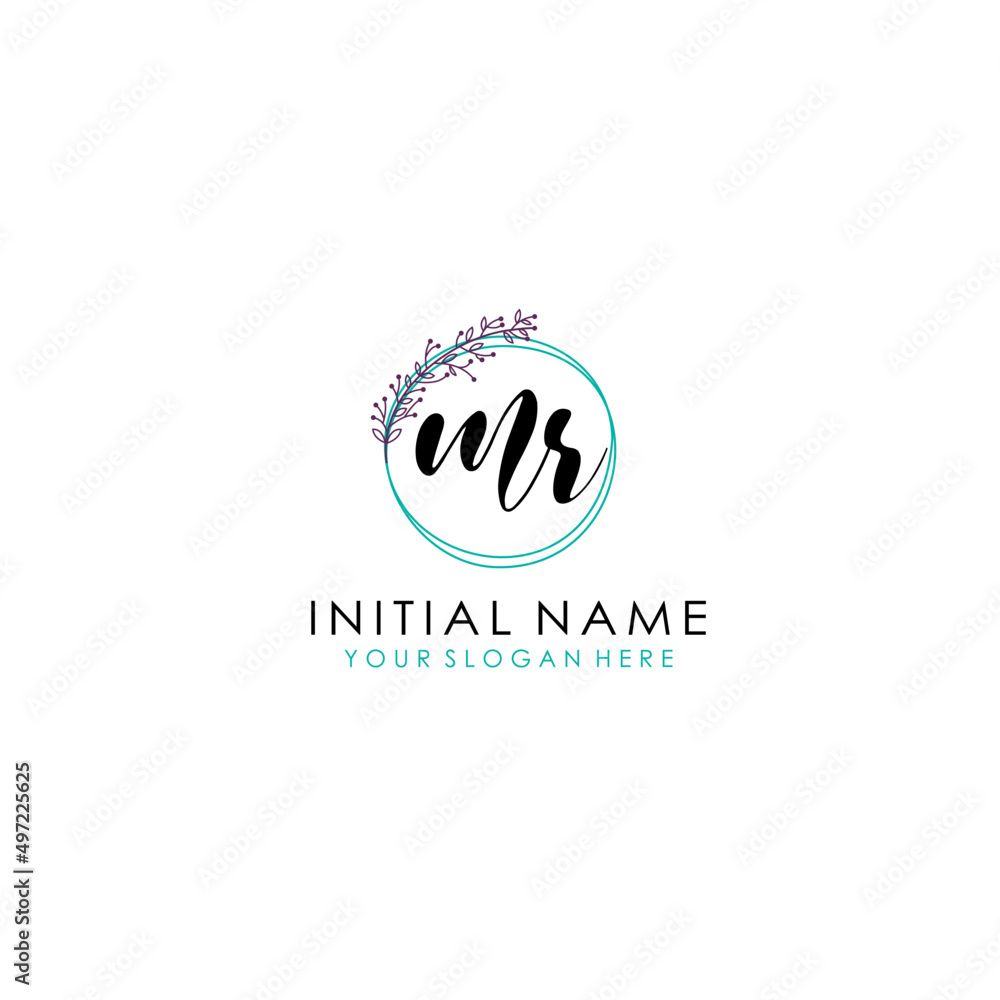 MR Initial letter handwriting and signature logo. Beauty vector initial logo .Fashion  boutique  floral and botanical
