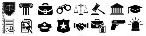 Law line icons vector set. justice illustration sign collection. Police symbol.