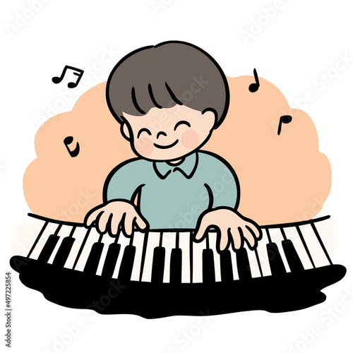 ピアノを弾く男の子のイラスト