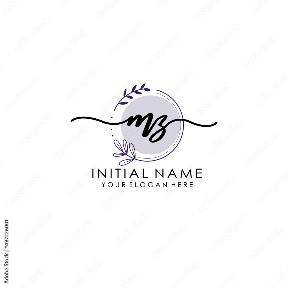 MZ Luxury initial handwriting logo with flower template, logo for beauty, fashion, wedding, photography MZ Luxury initial handwriting logo with flower template, logo for beauty, fashion, wedding, photography