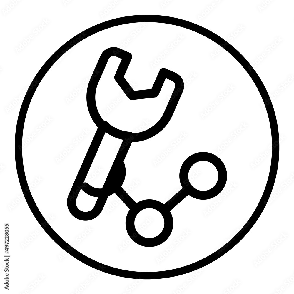  Wrench In Robot Arm Flat Icon Isolated On White Background