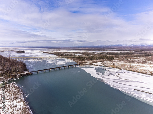 Aerial ofSpring ice breakup in Alaska photo