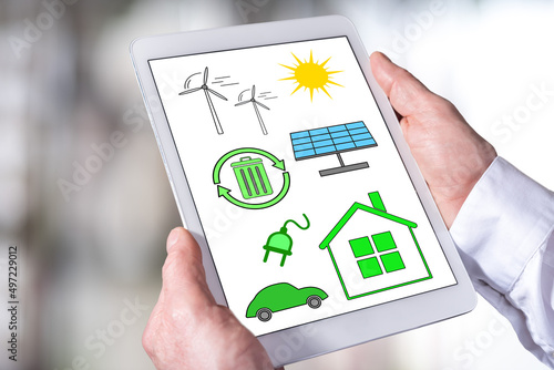 Clean energy concept on a tablet