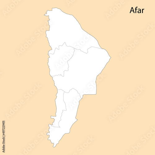 High Quality map of Afar is a region of Ethiopia