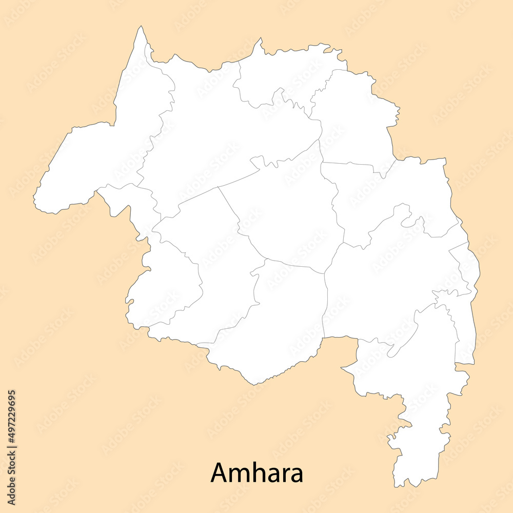 High Quality map of Amhara is a region of Ethiopia