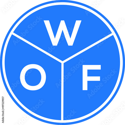 WOF letter logo design on white background. WOF  creative circle letter logo concept. WOF letter design.
 photo