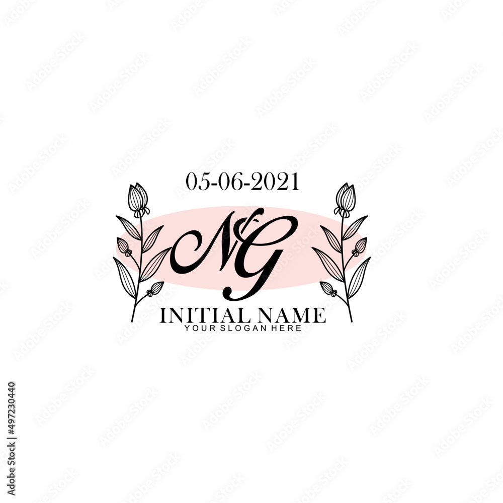 NG Initial letter handwriting and signature logo. Beauty vector initial logo .Fashion boutique floral and botanical NG Initial letter handwriting and signature logo. Beauty vector initial logo .Fashion boutique floral and botanical