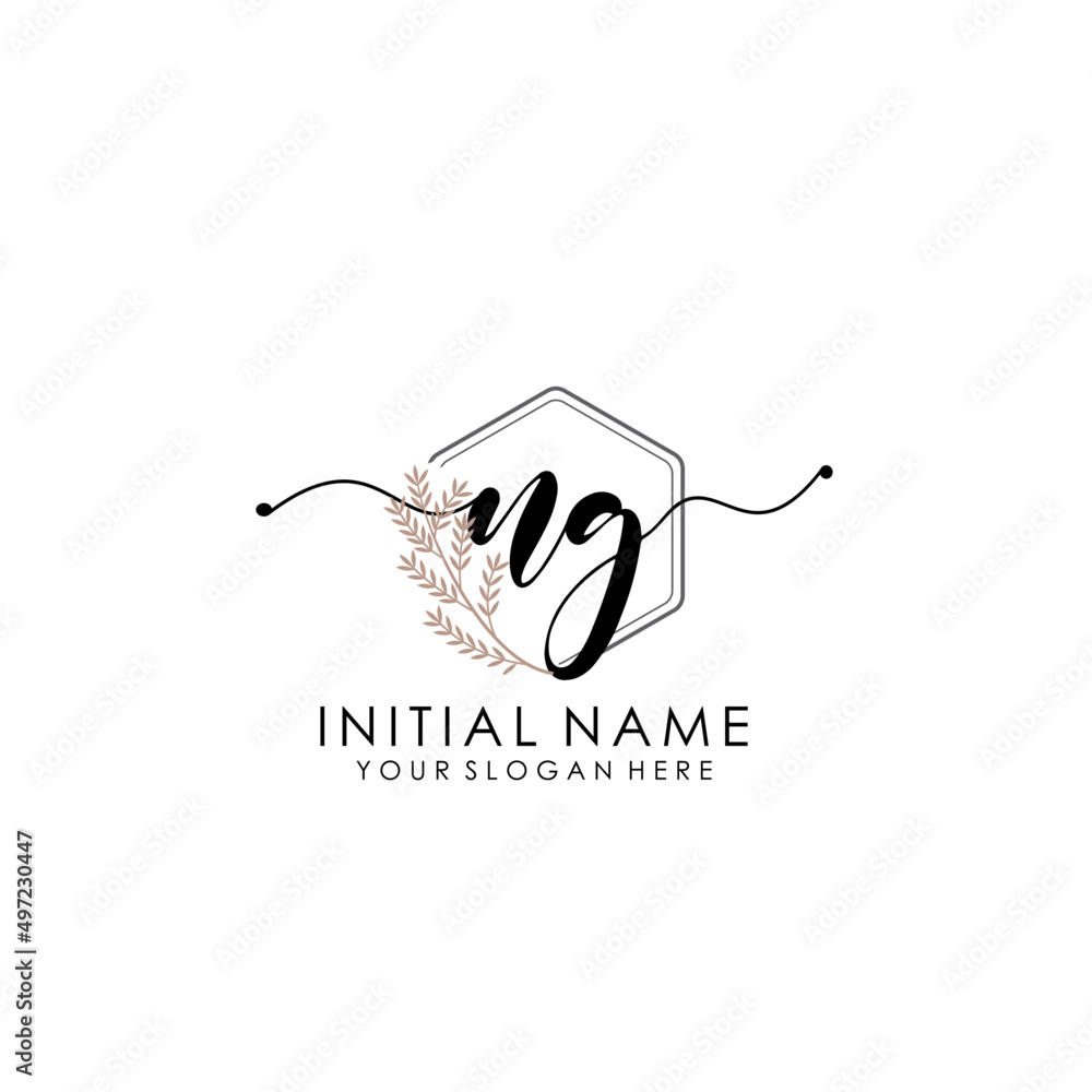 NG Luxury initial handwriting logo with flower template, logo for beauty, fashion, wedding, photography NG Luxury initial handwriting logo with flower template, logo for beauty, fashion, wedding, photography