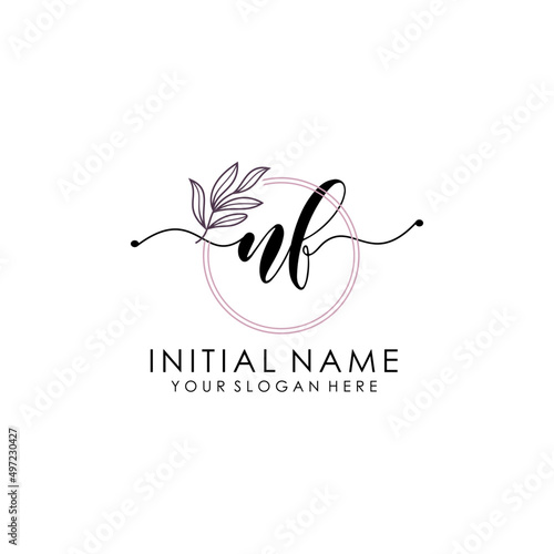 NF Luxury initial handwriting logo with flower template  logo for beauty  fashion  wedding  photography
