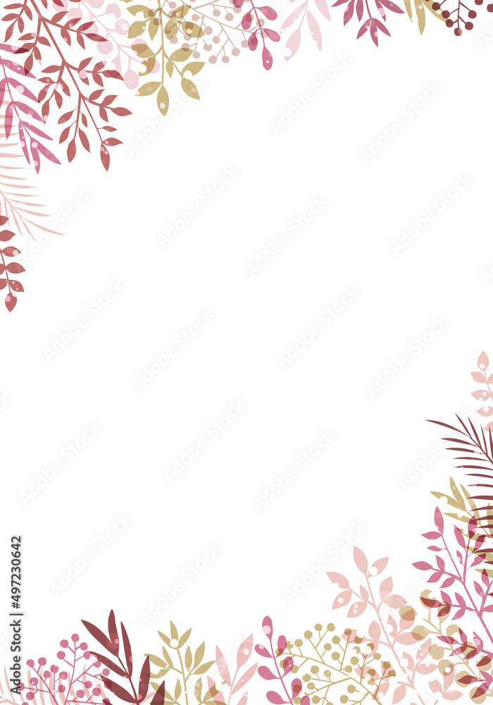 Obraz premium Botanical leaf frame background, pink