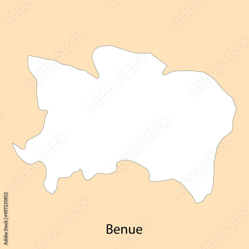 High Quality map of Benue is a region of Nigeria