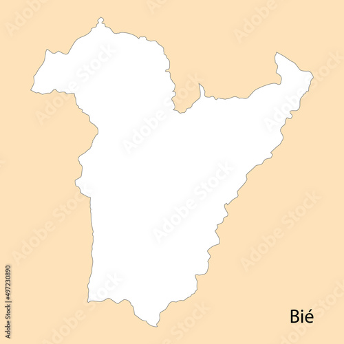 High Quality map of Bie is a region of Angola