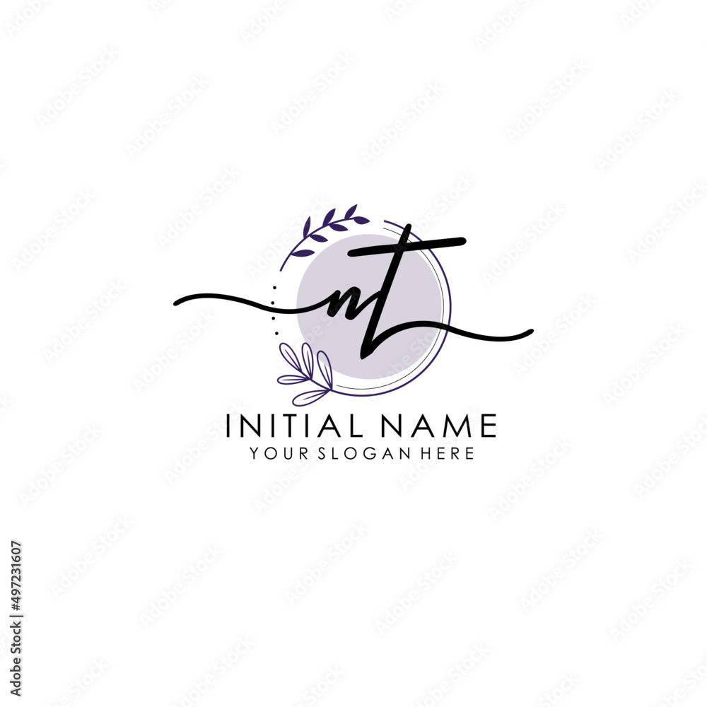 NT Luxury initial handwriting logo with flower template, logo for beauty, fashion, wedding, photography NT Luxury initial handwriting logo with flower template, logo for beauty, fashion, wedding, photography
