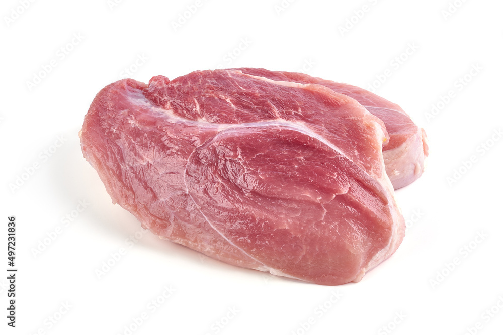 Pork ham steak, isolated on white background. Pork ham steak, isolated on white background.