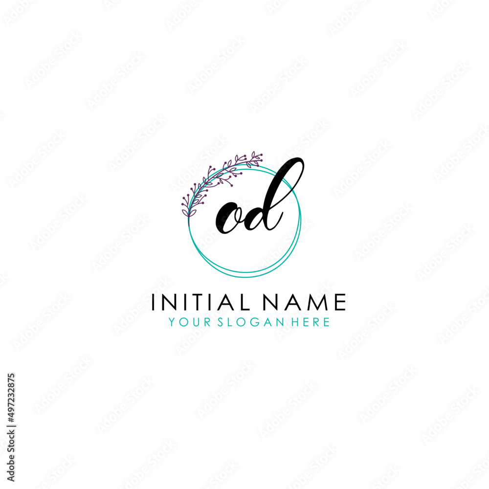 OD Initial letter handwriting and signature logo. Beauty vector initial logo .Fashion boutique floral and botanical OD Initial letter handwriting and signature logo. Beauty vector initial logo .Fashion boutique floral and botanical