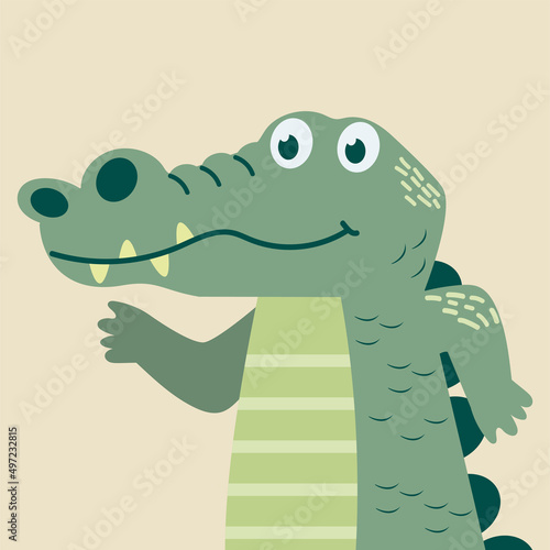 ute crocodile cartoon vector head