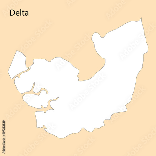 High Quality map of Delta is a region of Nigeria
