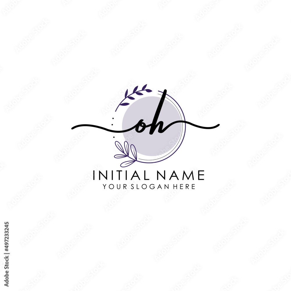 OH Luxury initial handwriting logo with flower template, logo for beauty, fashion, wedding, photography OH Luxury initial handwriting logo with flower template, logo for beauty, fashion, wedding, photography