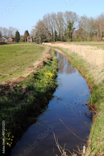 Counryside in the valley of the small river Reest in a rural area on the border of the provinces Drenthe and Overijssel, located in the northeastern part of the Netherlands photo