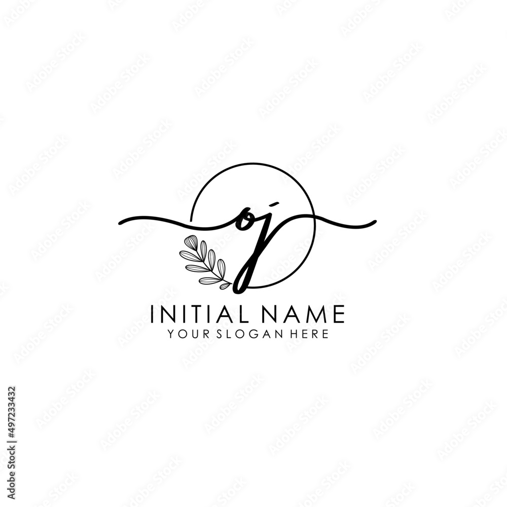 OJ Luxury initial handwriting logo with flower template, logo for beauty, fashion, wedding, photography OJ Luxury initial handwriting logo with flower template, logo for beauty, fashion, wedding, photography