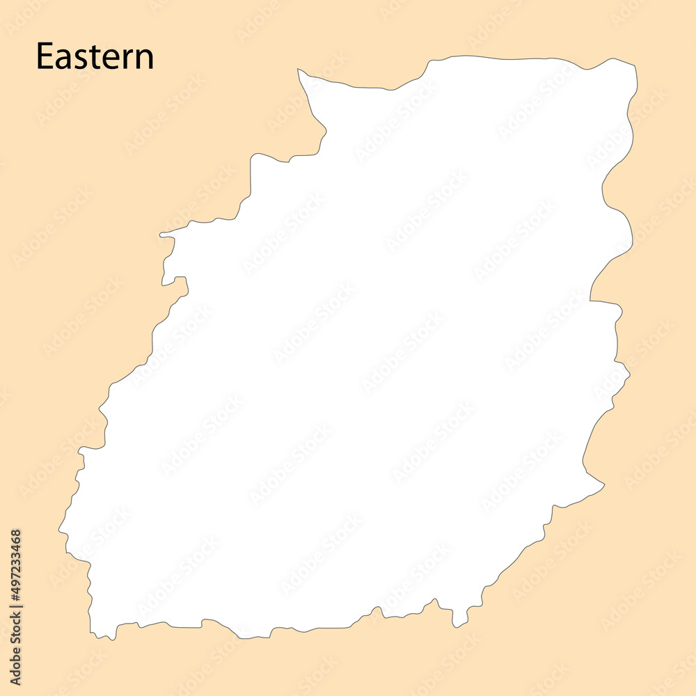 High Quality map of Eastern is a region of Ghana